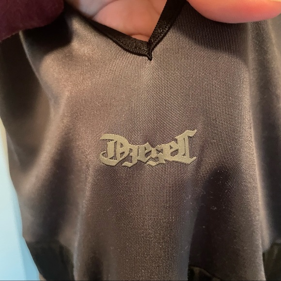 Diesel Short Sleeve Dress Size Medium Satin Grey with Black Trim Casual Cool - Picture 4 of 12